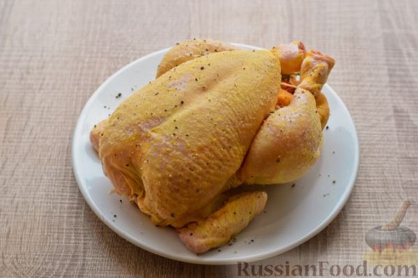 Курица, запечённая с мандаринами и тимьяном